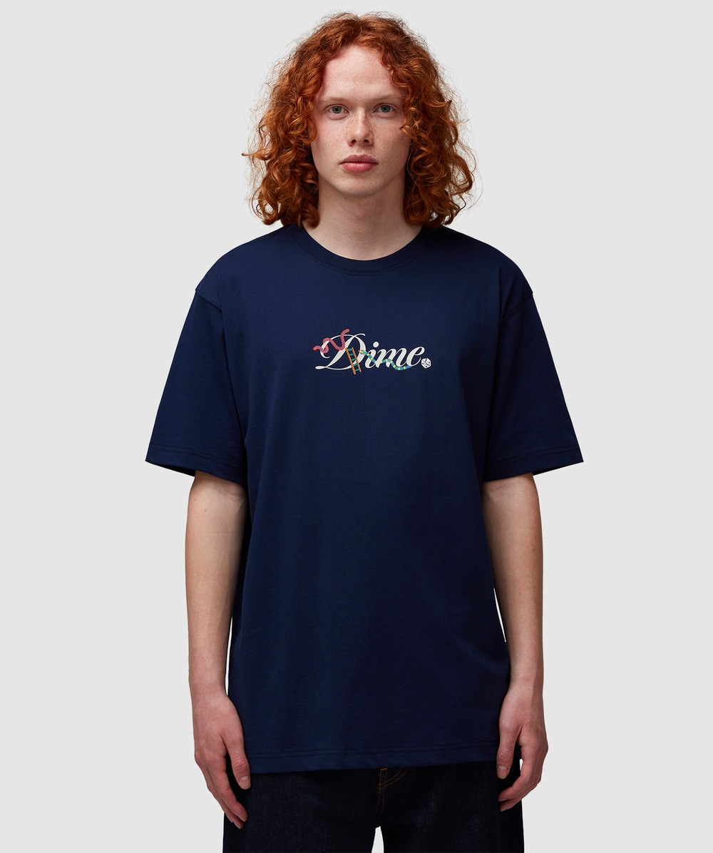 Dime Cursive Snake T-shirt In Navy