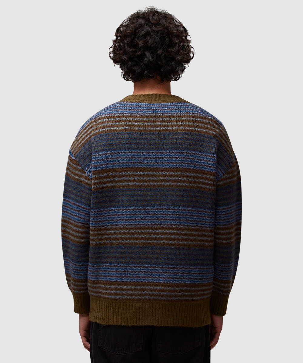 Polar Skate Co George knitted pullover | BLUE GREEN STRIPE