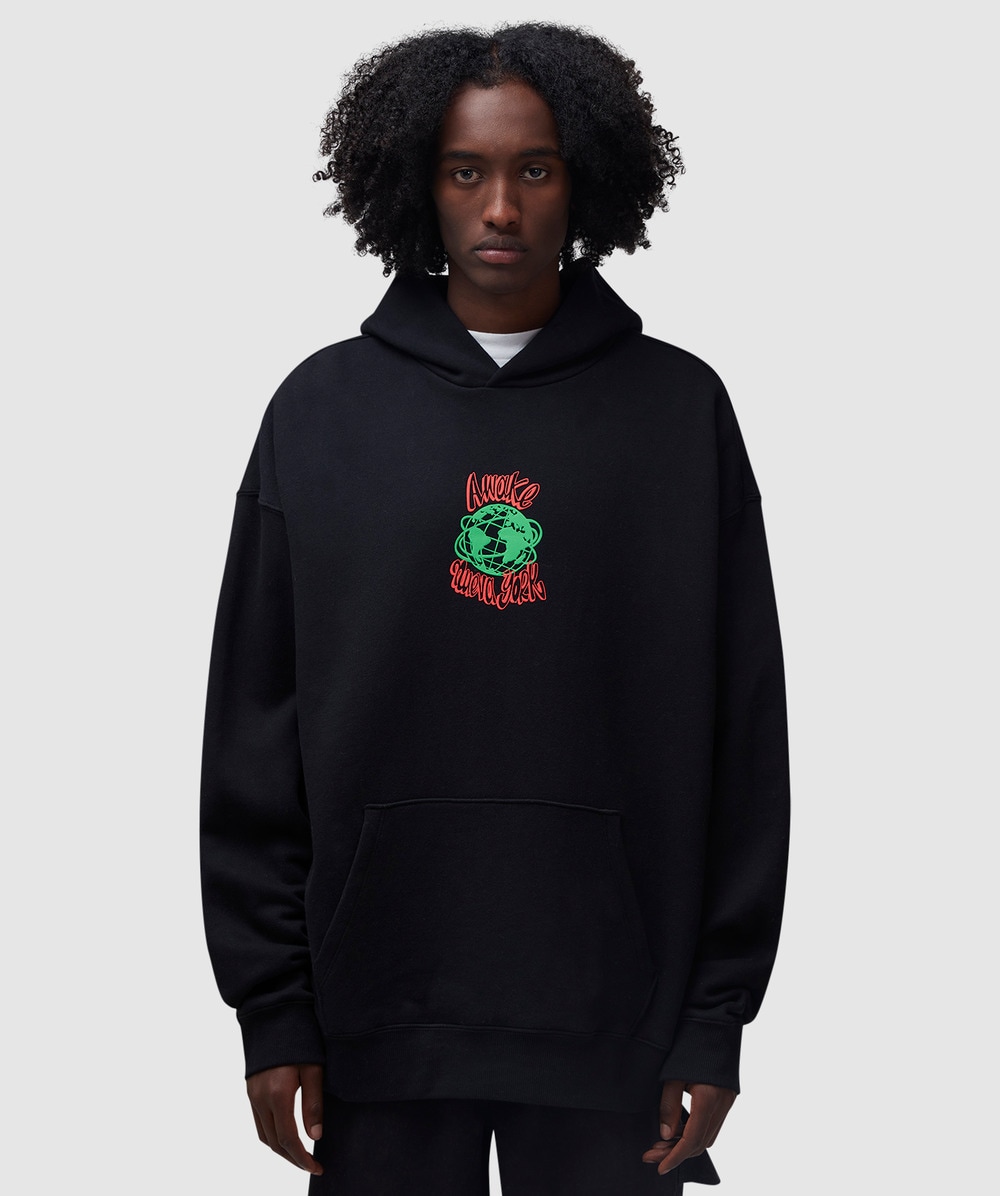 Awake NY Globe Hoodie (Black - M) - Size Clothing & Accessories > Clothing > Shirts & Tops, Male