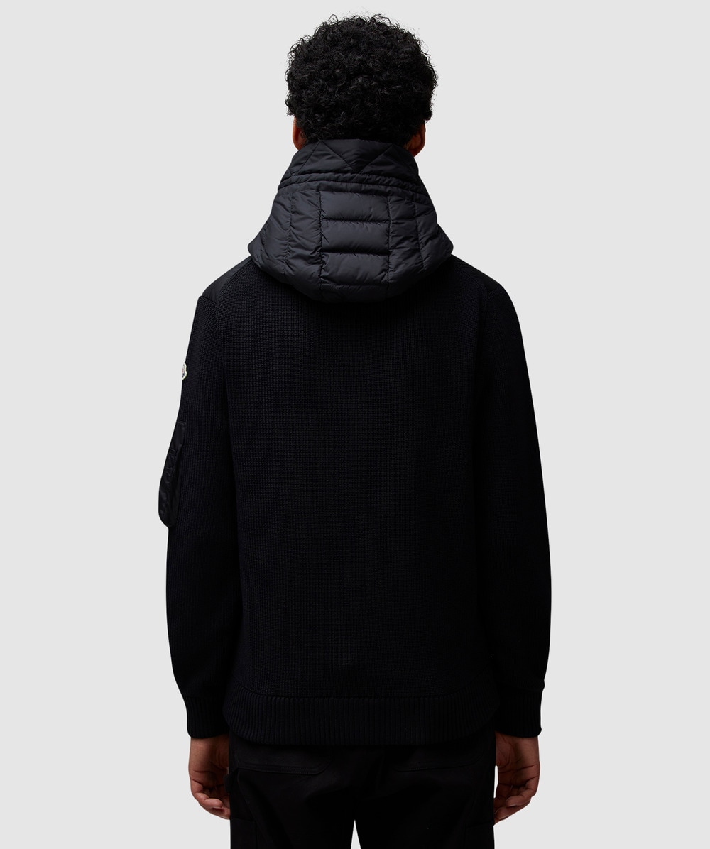 Moncler Padded wool hoodie | BLACK | SEVENSTORE
