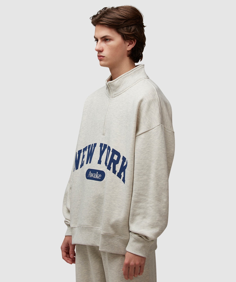 Awake NY Script quarter zip jacket | HEATHER GREY | SEVENSTORE