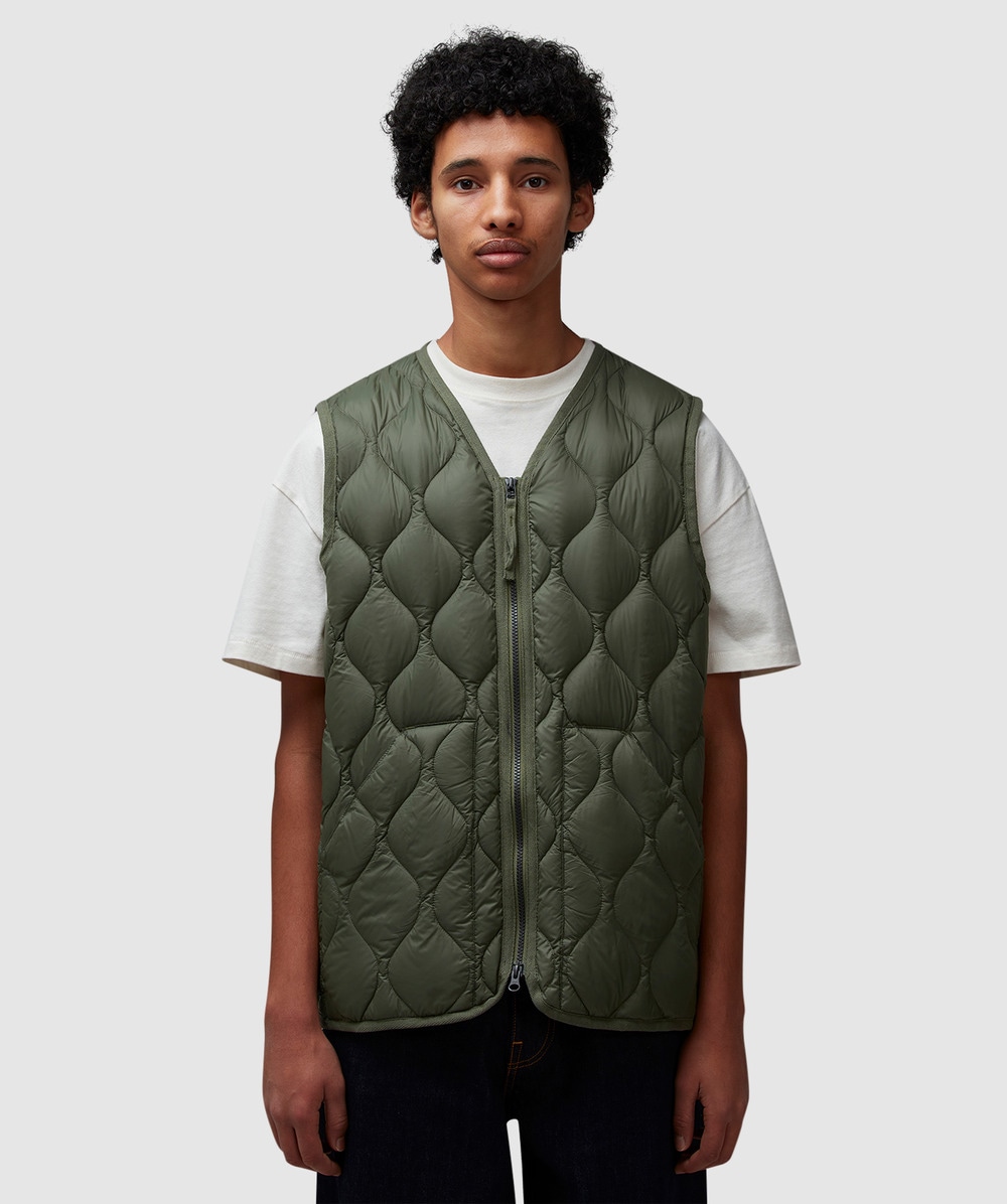 Taion Military V-Neck Down Soft Shell Vest (Olive - M) - Size M, Male