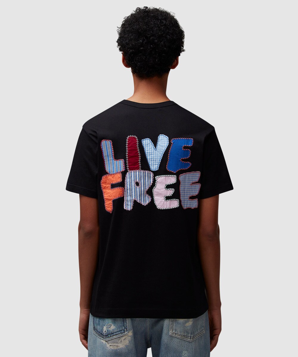 Comme Des Garçons Shirt Patch-lettering T-shirt In Black