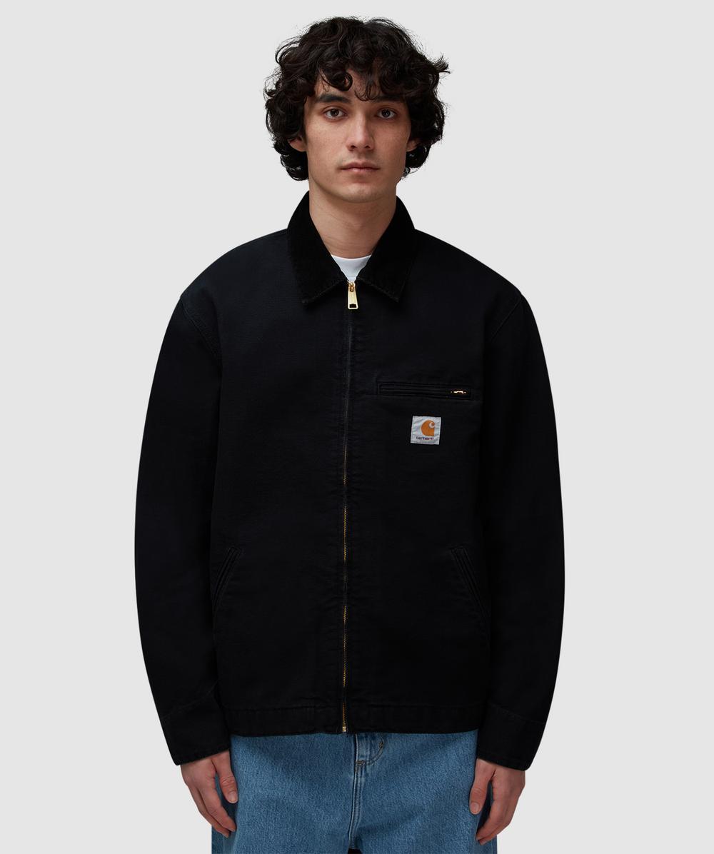 Shop Carhartt Wip Detroit Jacket In Black / Black Stone Canvas