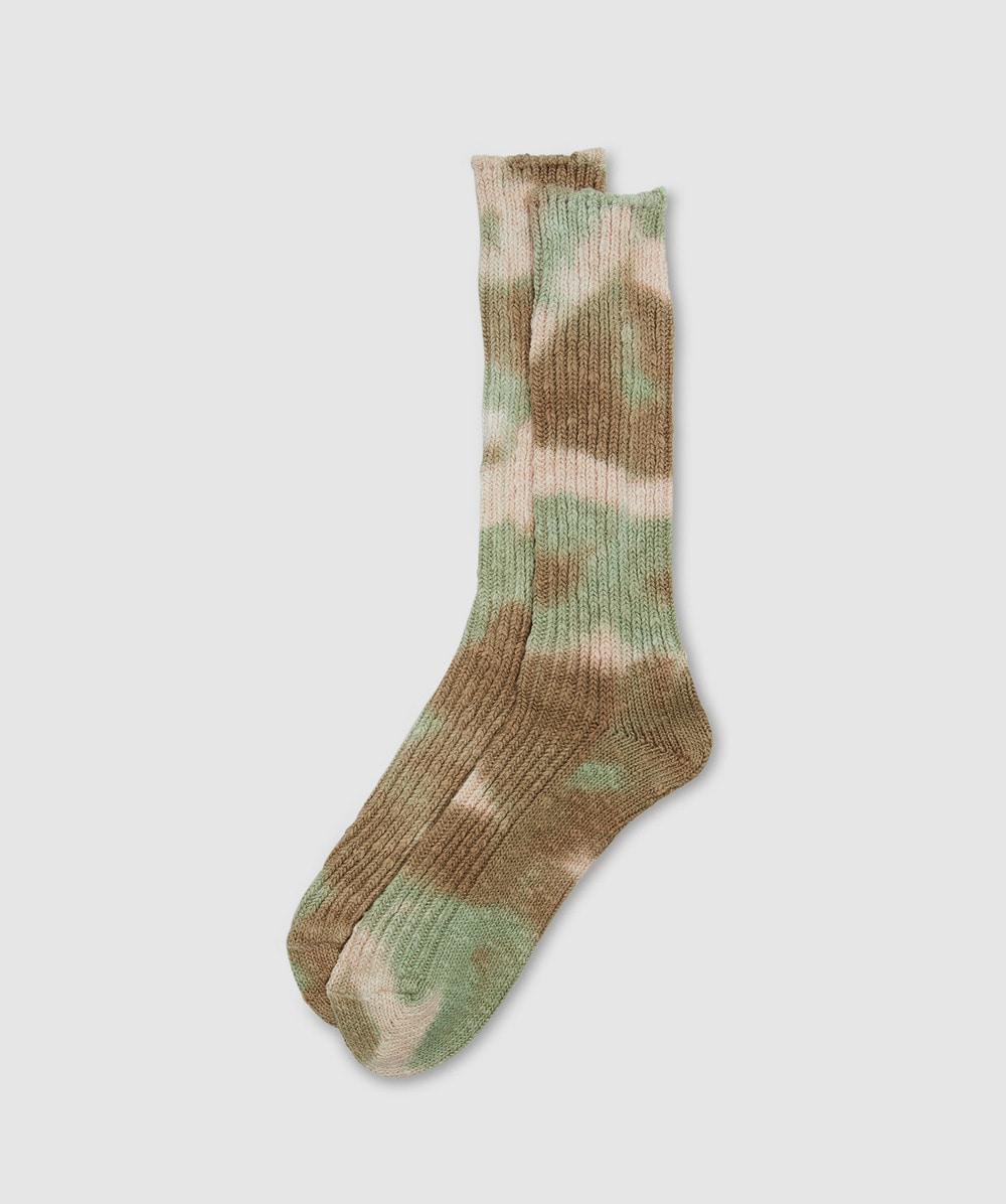 Anonymous Ism Oc Dyed Crew Sock In Olive X Green