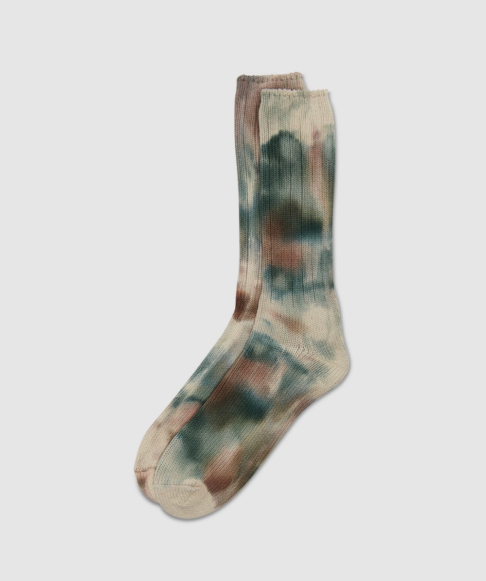 Anonymous Ism Scatter Dye Crew Sock (Khaki Melange - L) - Size L, Unisex