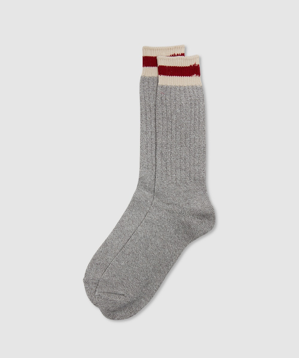 Anonymous Ism Tuck Cuff Stripe Crew Sock In L. Grey Melange