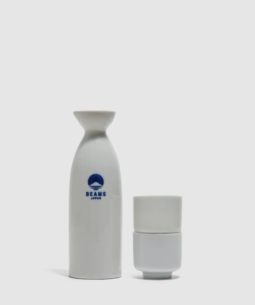 Beams Japan Sake Bottle And Cup Set (Whtxblue - One Size) - Size ONE SIZE, Unisex