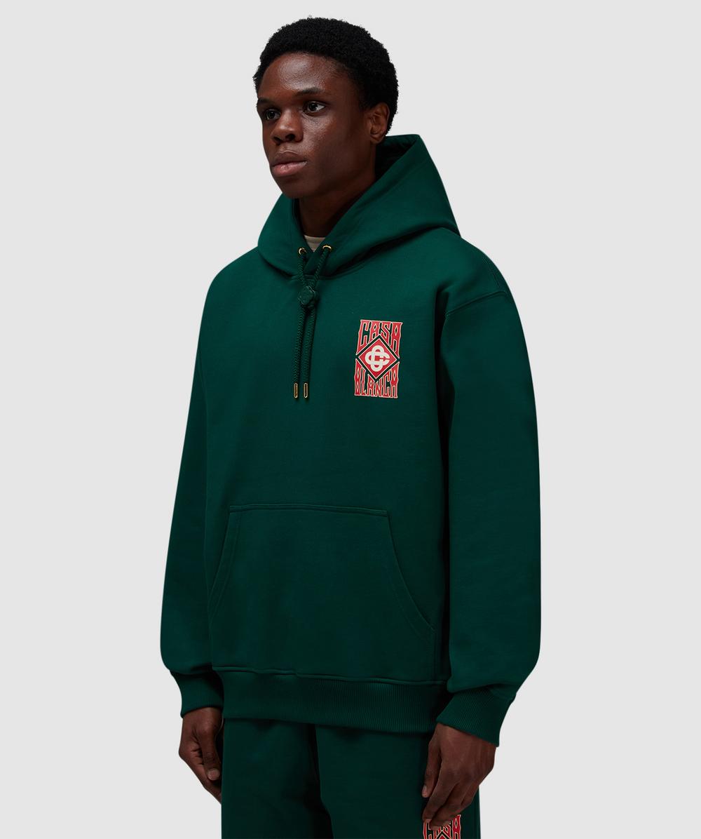 スウェット・トレーナー CASABLANCA COTTON SWEATSHIRT WITH GOTHIC STACKED LOGO Casablanca Gothic Stacked-logo Hoodie | Green | FARFETCH