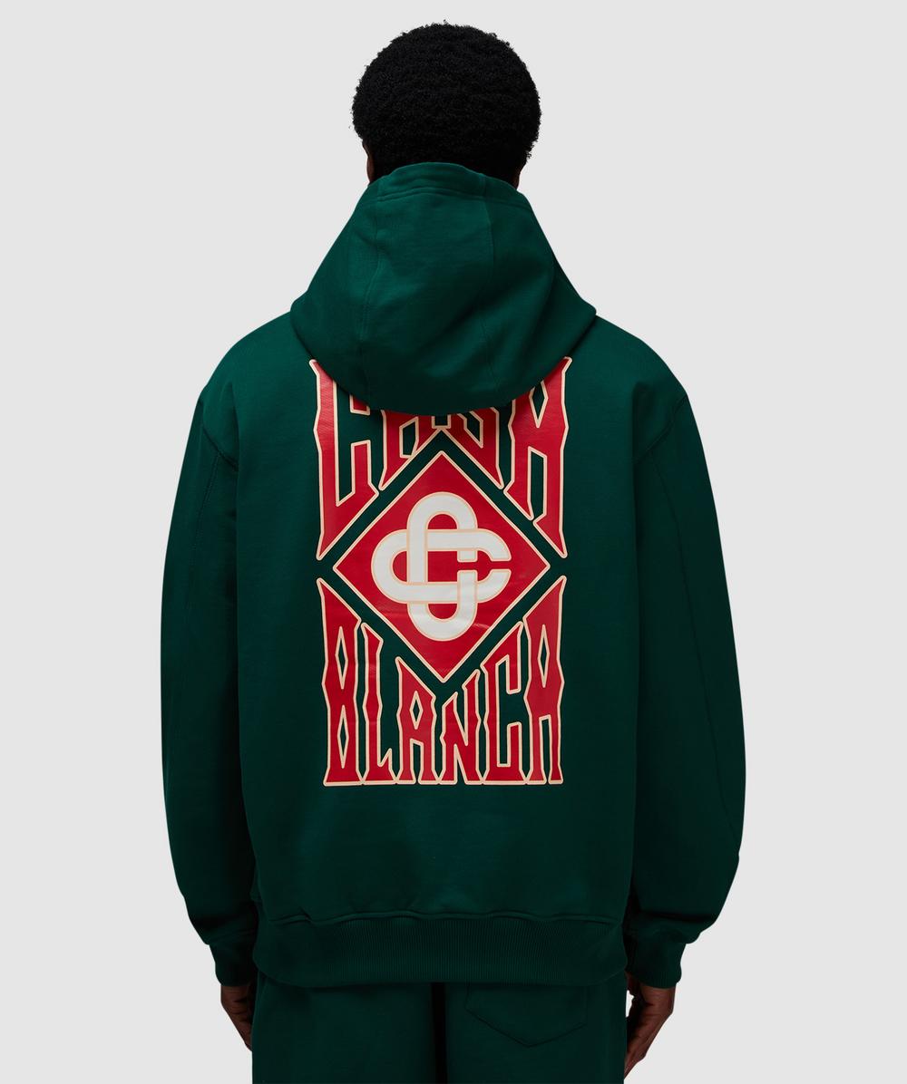 スウェット・トレーナー CASABLANCA COTTON SWEATSHIRT WITH GOTHIC STACKED LOGO CASABLANCA Gothic Stacked-Logo Hoodie in Green for Men | Lyst
