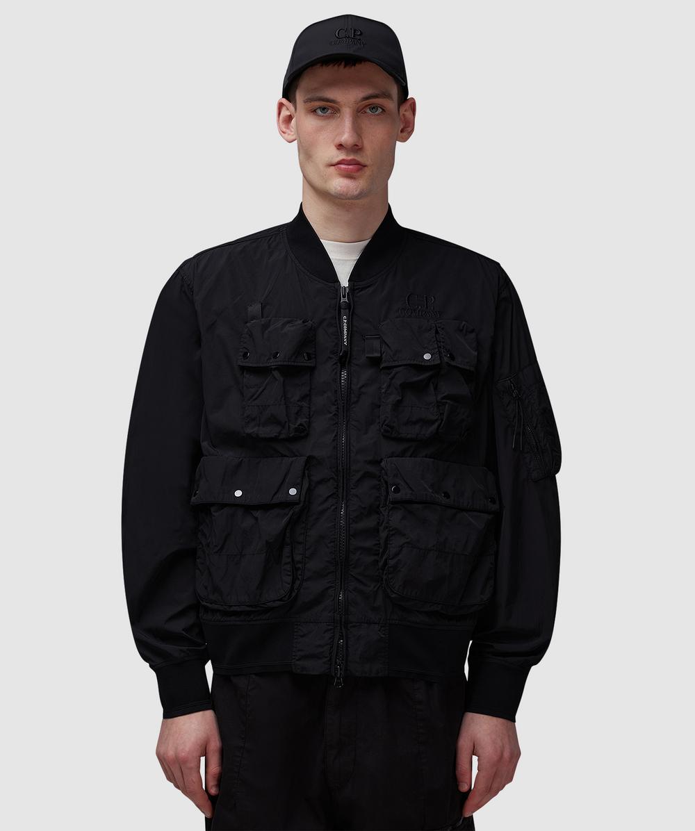 C.p. Company Black Chrome-r Multipocket Bomber Jacket In Black