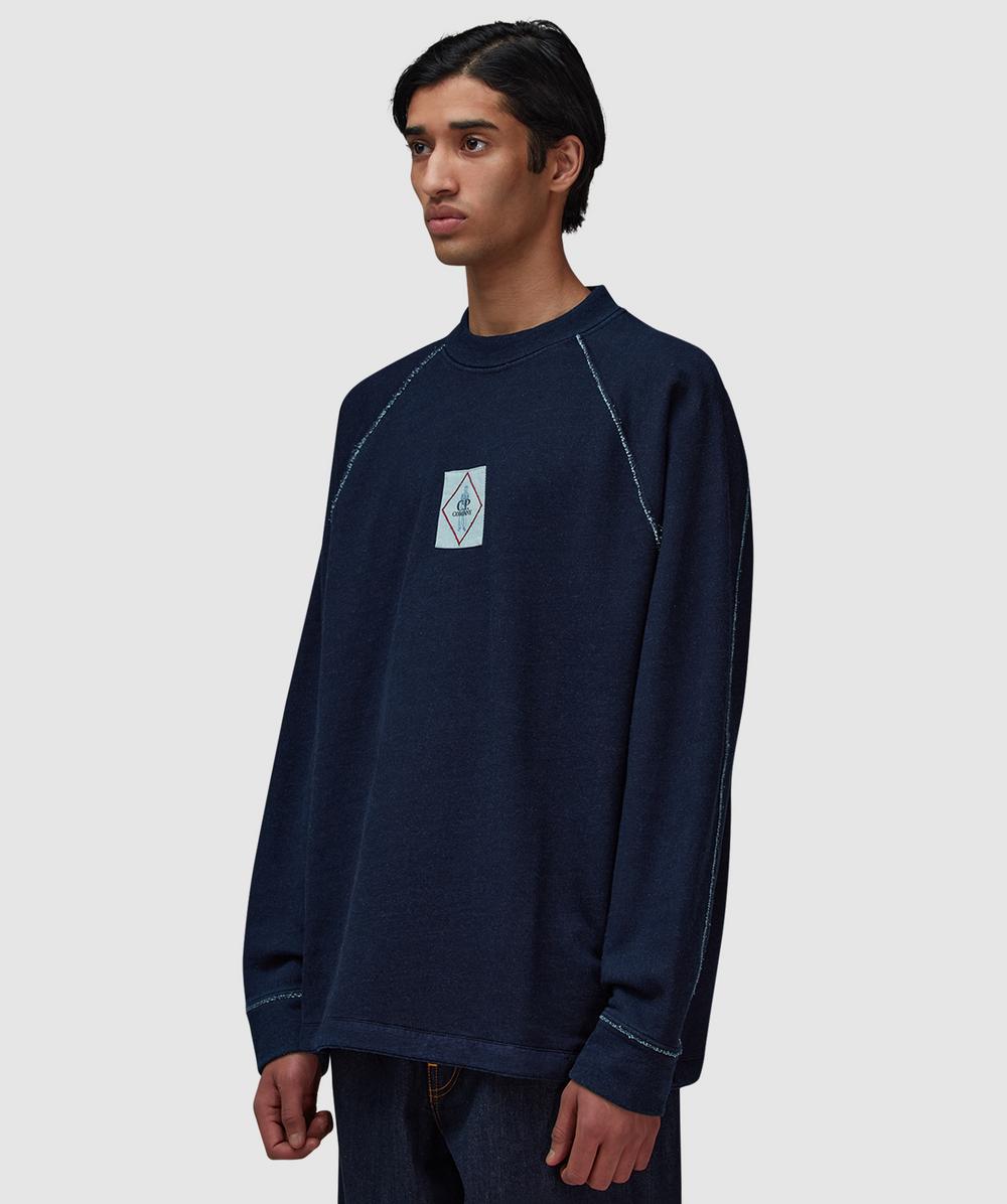 C.P. Company Indigo fleece logo sweatshirt | DENIM-NORMAL
