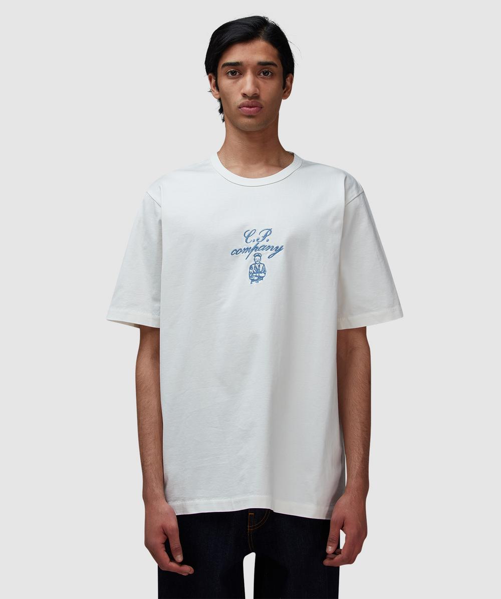 C.P. Company 30/2 mercerized embroidery t-shirt | GAUZE