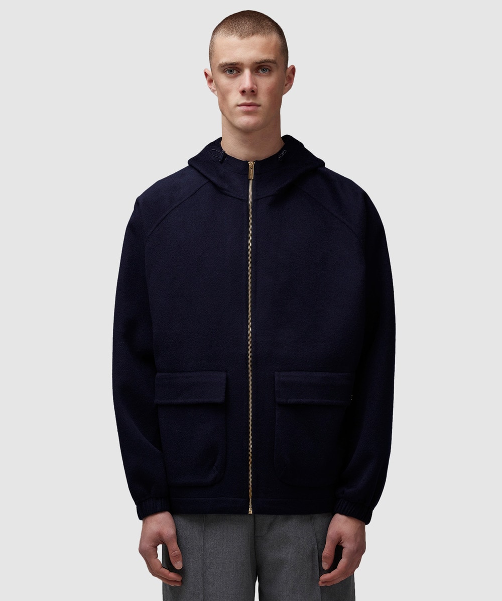 Drôle de Monsieur Wool Hooded Jacket (Navy - L) - Size L, Male