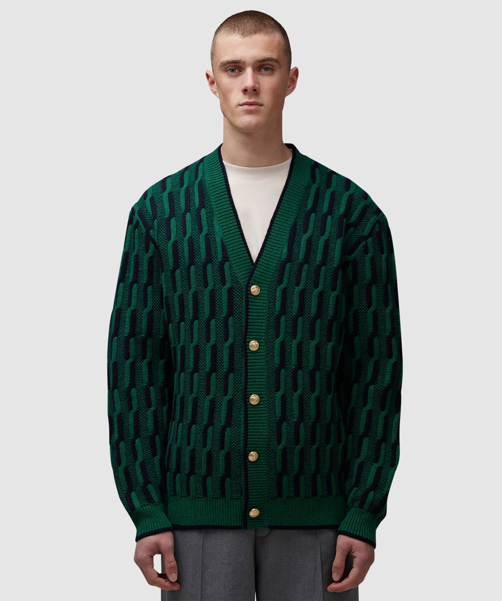 Drôle de Monsieur Knitted Cardigan (Dark Green - Xl) - Size Clothing & Accessories > Clothing > Shirts & Tops, Male