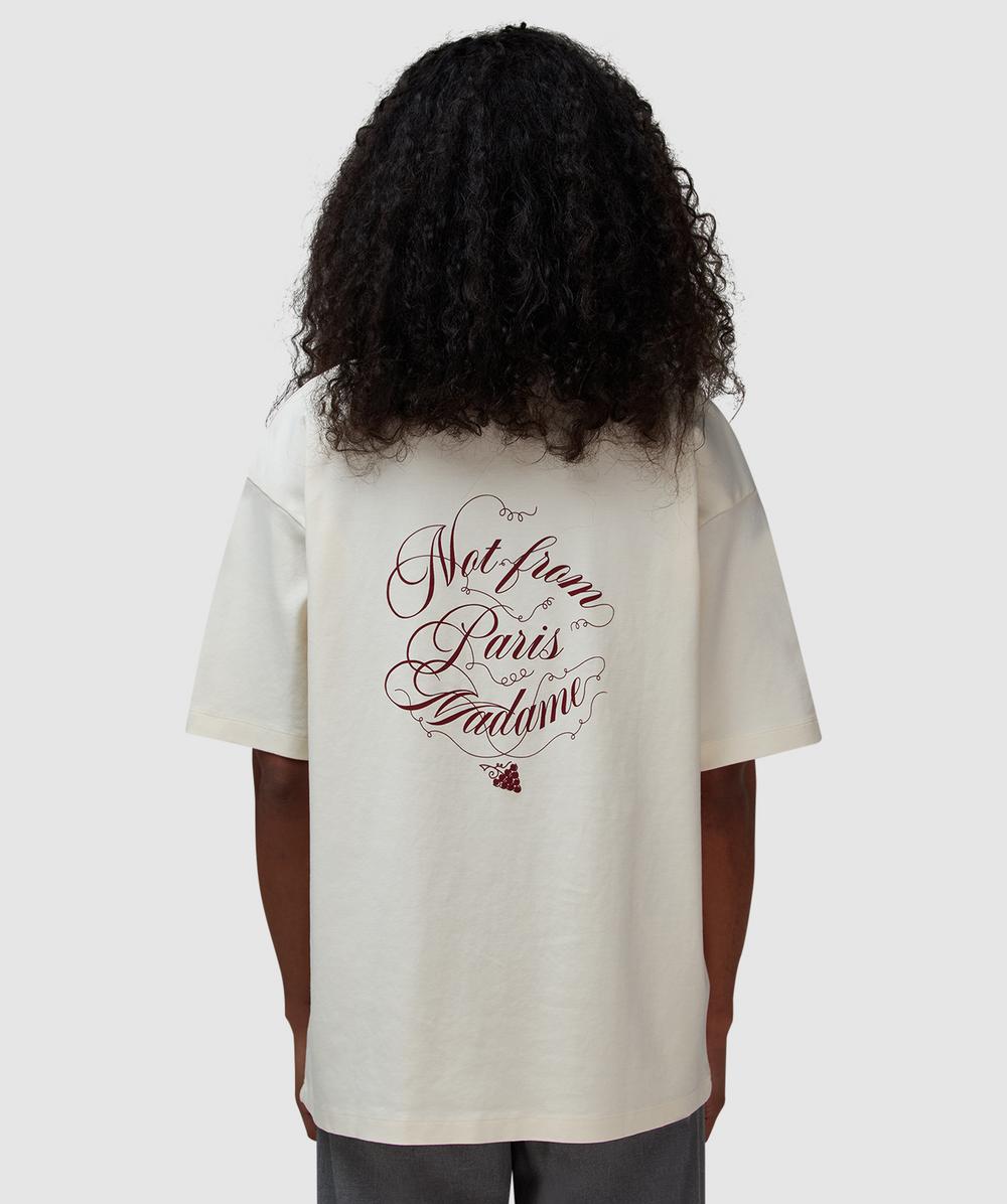 Drôle de Monsieur Vine Slogan T-Shirt (Cream - S) - Size S, Unisex