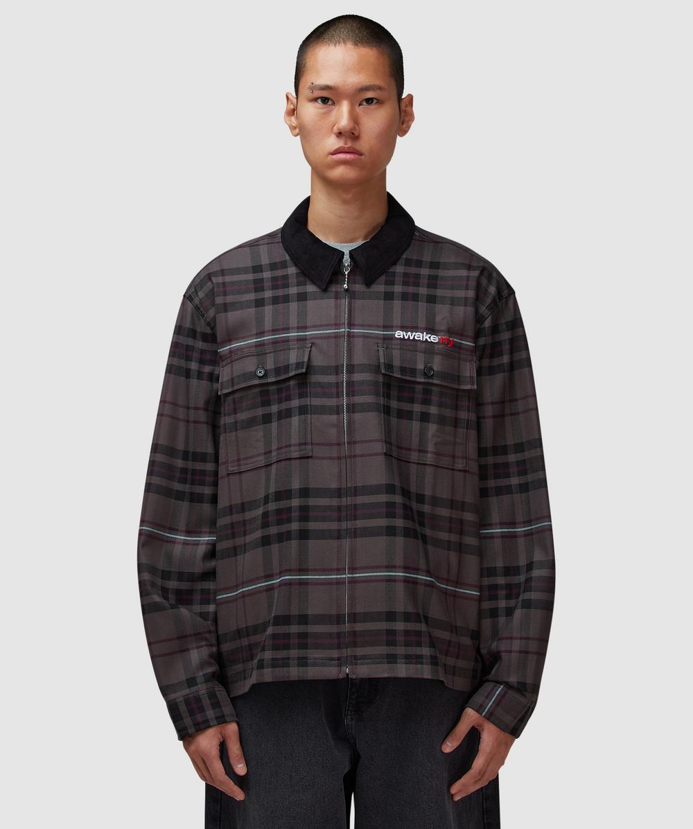 Awake NY Plaid Flannel Shirt (Brown - S) - Size S, Male