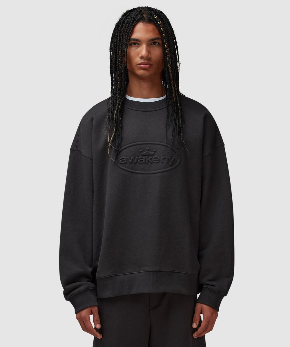 Awake NY Debossed Sweatshirt (Black - Xl) - Size XL, Male