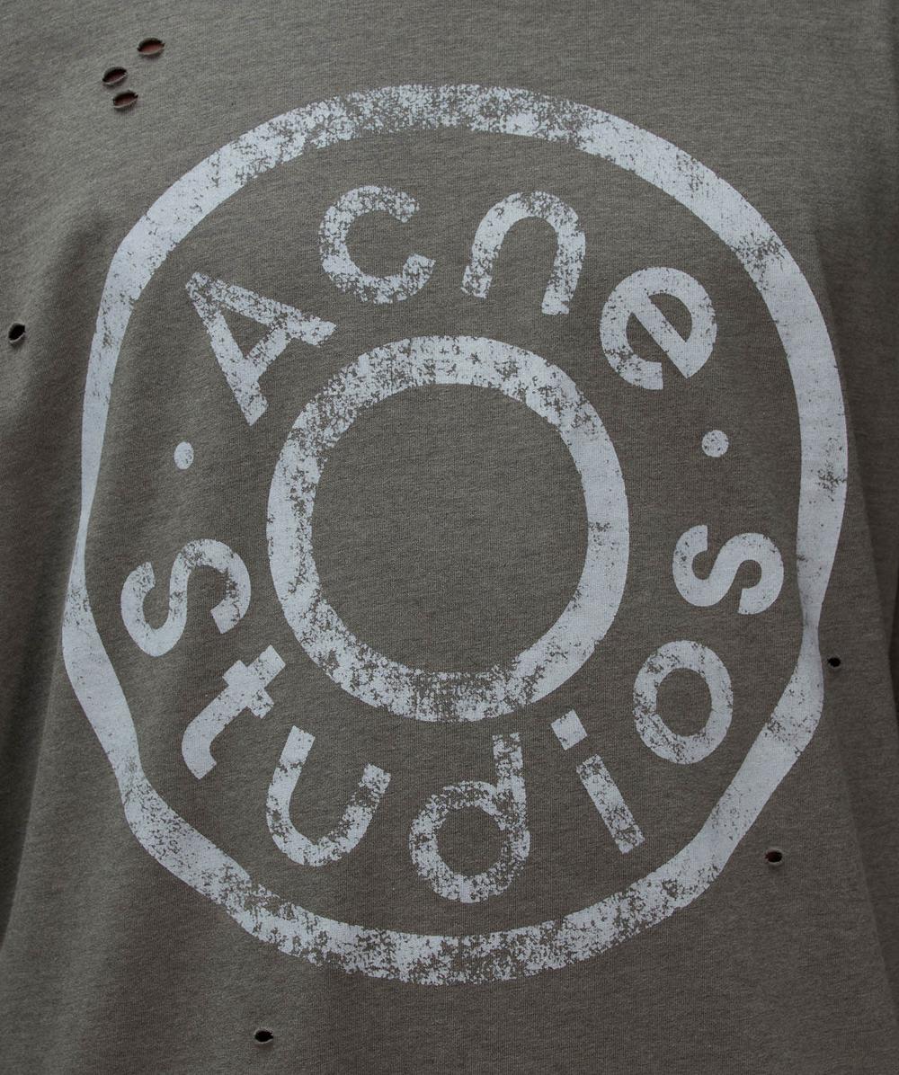 Acne Studios Exford button logo t-shirt | MOSS GREEN