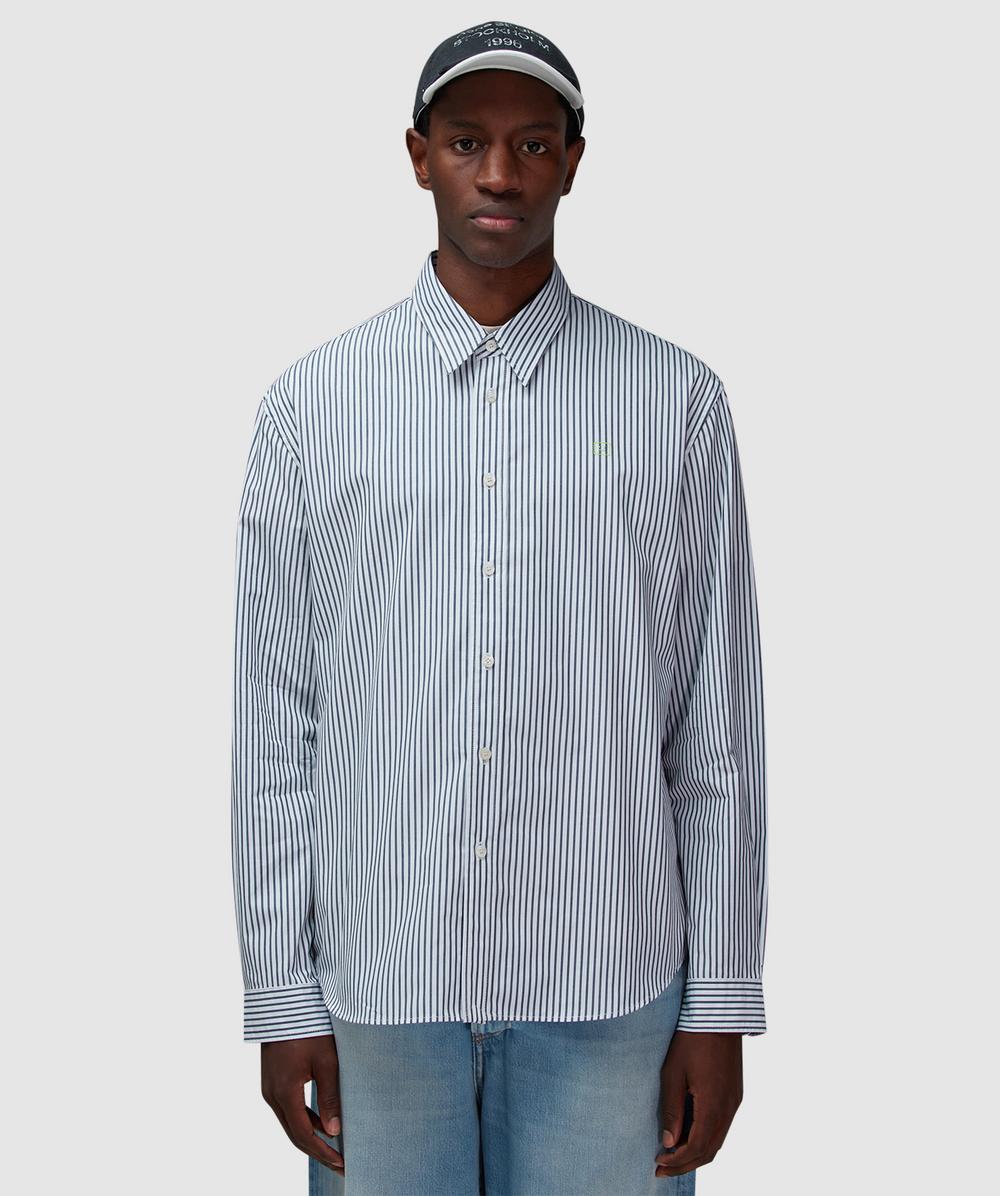 Acne Studios Button Up Striped Shirt (Navy Black/White - M) - Size M, Male