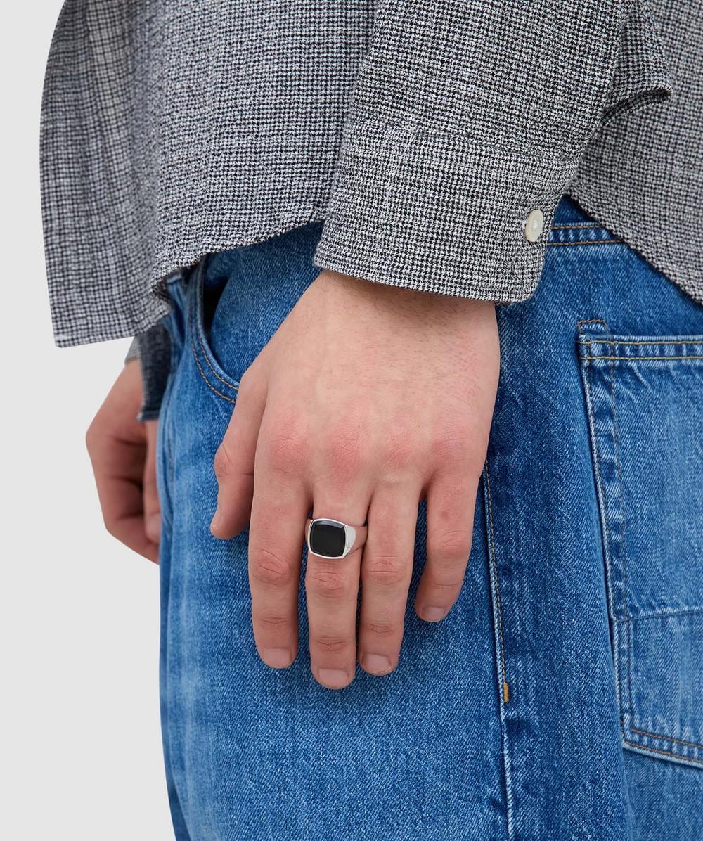 Tom Wood Cushion black onyx ring | SILVER | SEVENSTORE