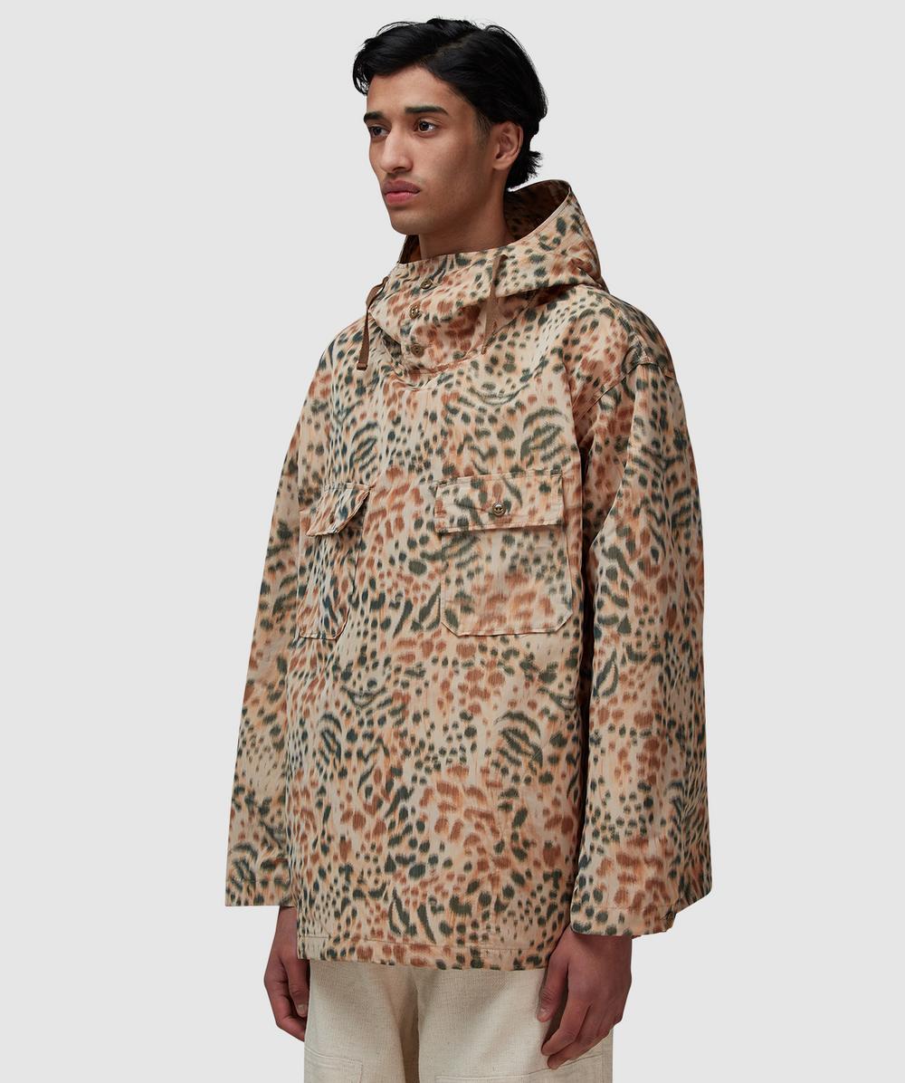 Engineered Garments Cagoule shirt | BROWN POLYESTER LEOPARD