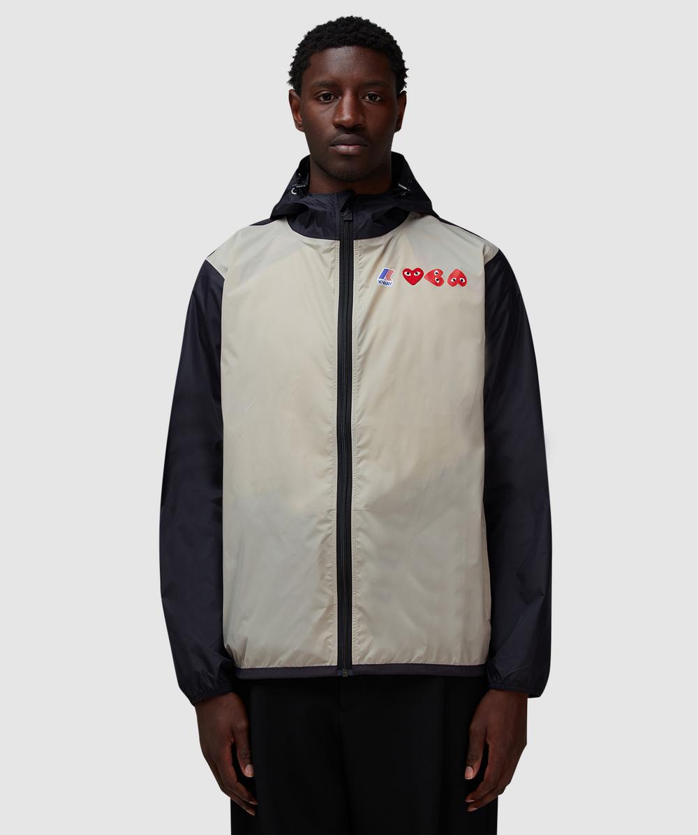 Comme des Garçons PLAY K-Way Red Emblem Jacket (Beige/Black - S) - Size S, Male