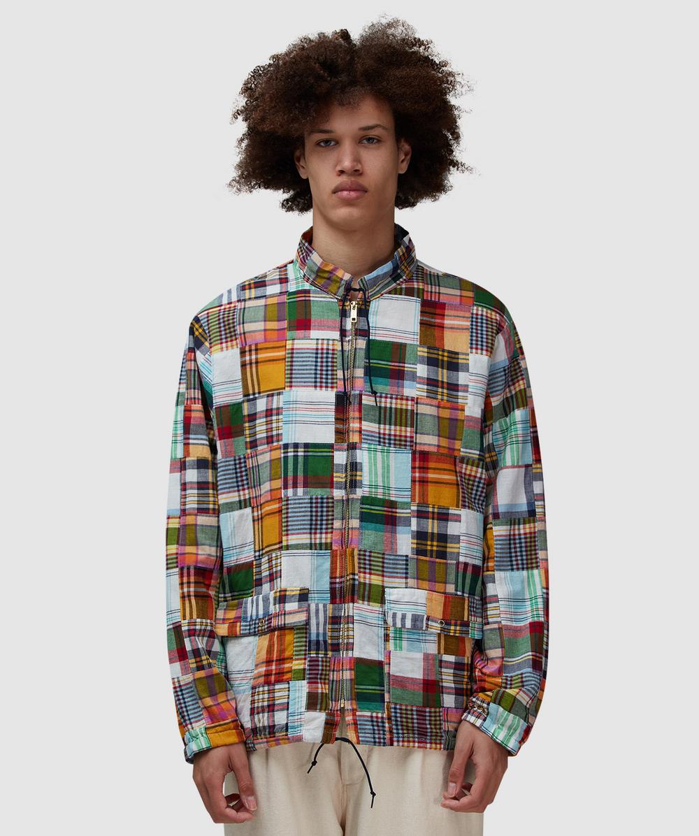 Beams Plus Swing Patchwork Madras Jacket (Green Base Patchwork - S) - Size S, Male