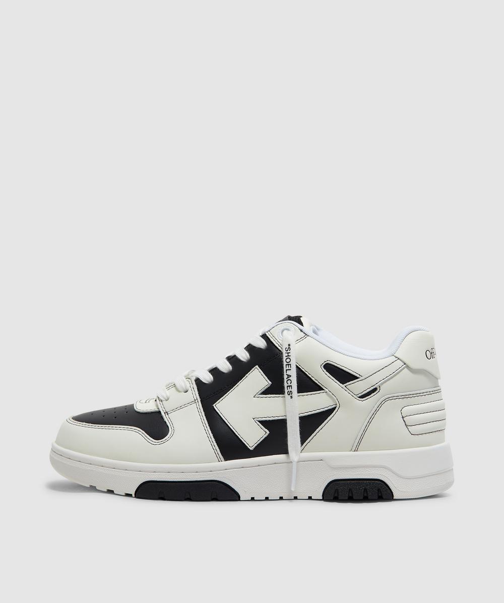 Off White CO Virgil Abloh Out Of Office Leather Sneaker (Black/White - 40) - Size 40, Unisex