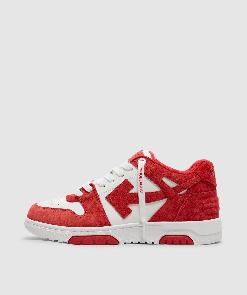 Off White CO Virgil Abloh Out Of Office Suede Sneaker (Red/White - 41) - Size 41, Unisex