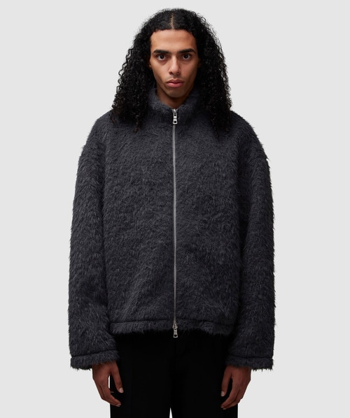 MKI MIYUKI ZOKU Faux Alpaca Track Jacket (Charcoal - S) - Size S, Male