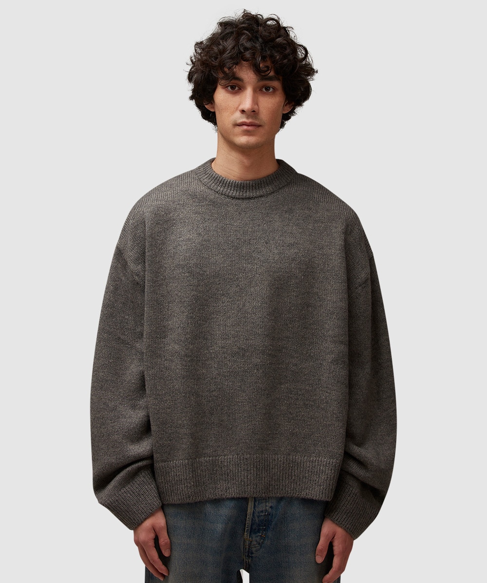 MKI MIYUKI ZOKU Mohair Blend Knit Sweatshirt (Brown Marl - M) - Size Clothing & Accessories > Clothing > Shirts & Tops, Male
