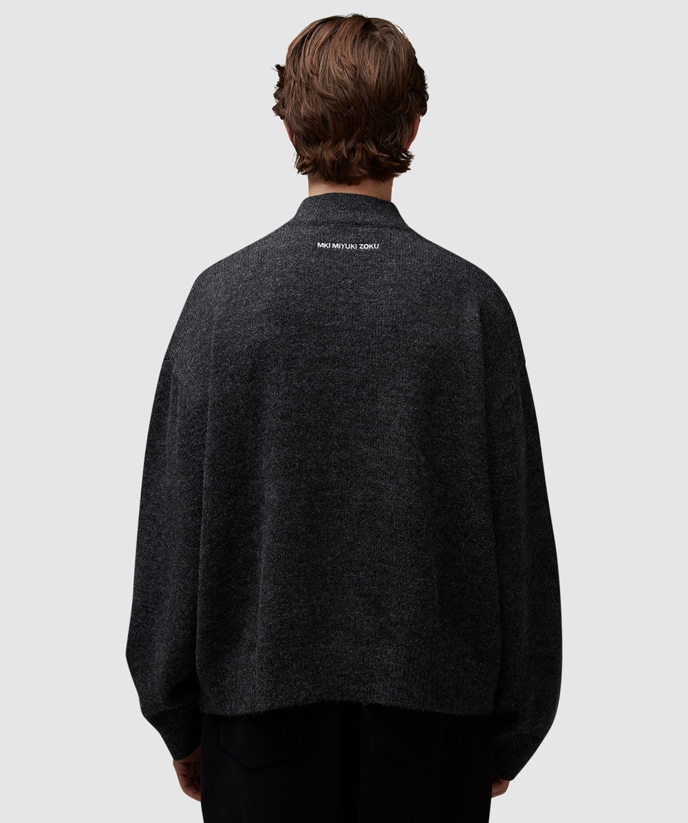 MKI Miyuki Zoku Mohair blend knitted track jacket | BLACK