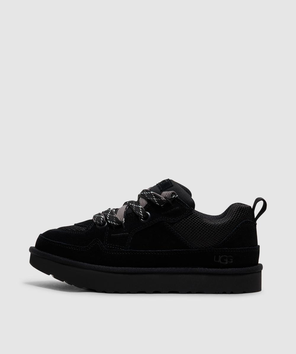Ugg Lo Lowmel Suede Lace Up Trainers In Black