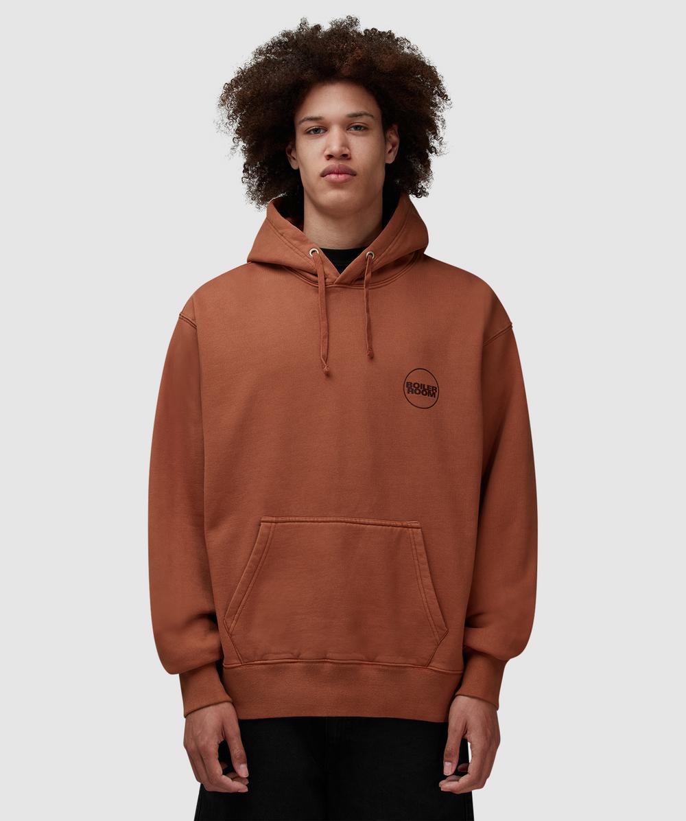 Boiler Room Core Garment-Dyed Hoodie (Brown - Xl) - Size XL, Male