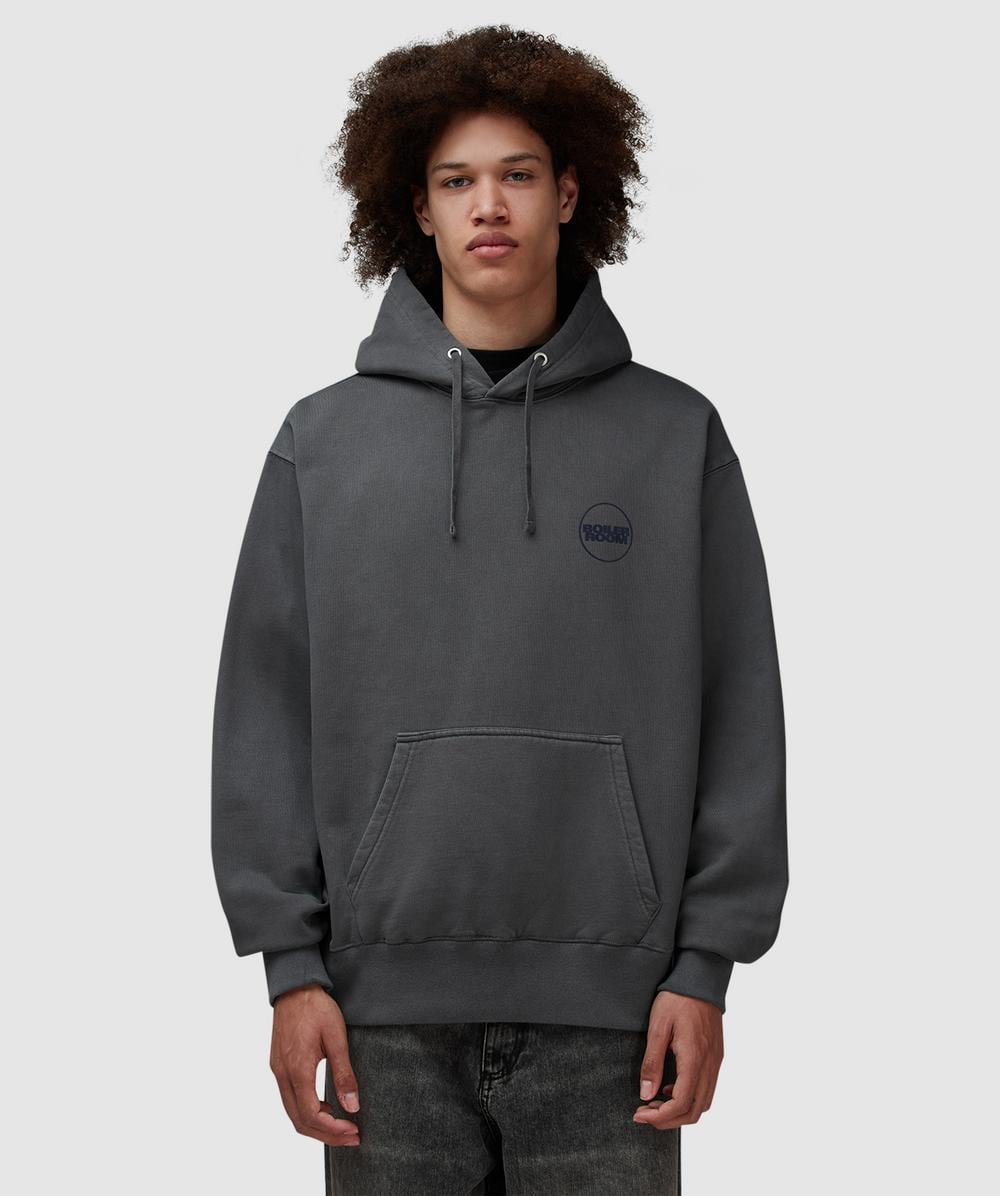 Boiler Room Core Garment-Dyed Hoodie (Slate - S) - Size S, Male