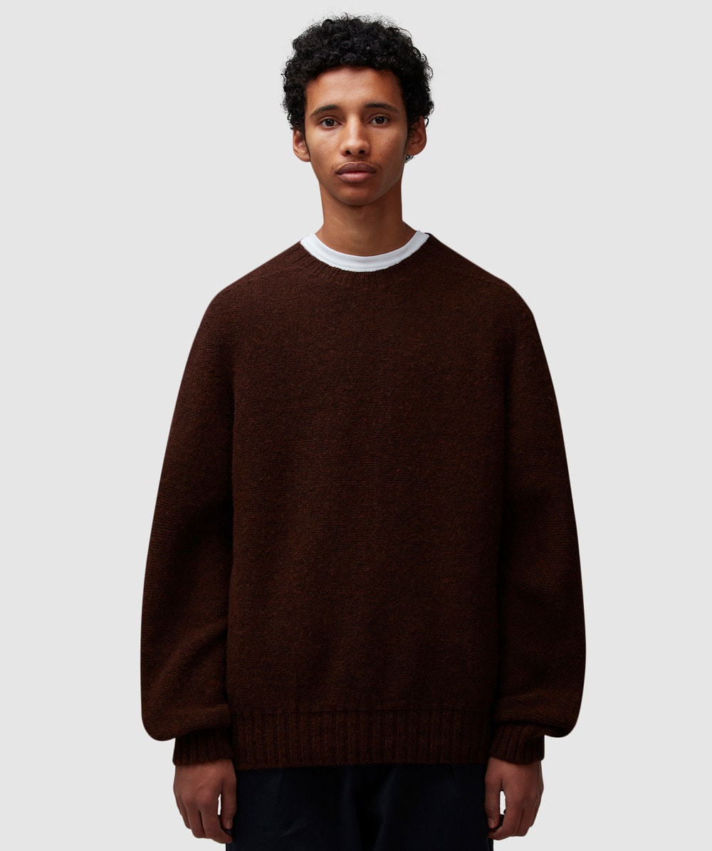 Universal Works Seamless Knitted Crewneck (Coffee - M) - Size Clothing & Accessories > Clothing > Shirts & Tops, Male