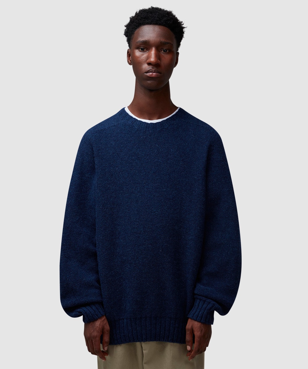 Universal Works Knit Seamless Shirt (Indigo - L) - Size L, Male