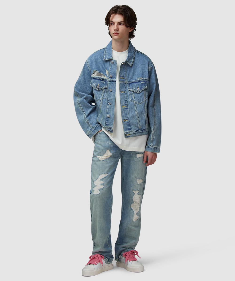 Cole Buxton Distressed denim jacket | BLUE | SEVENSTORE