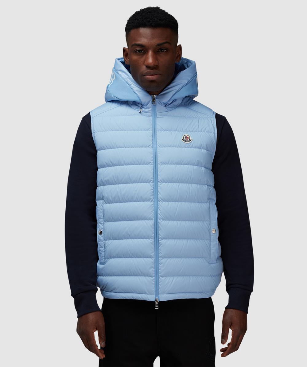 Moncler Bourget Hooded Down Vest (Blue - 3) - Size 3, Male
