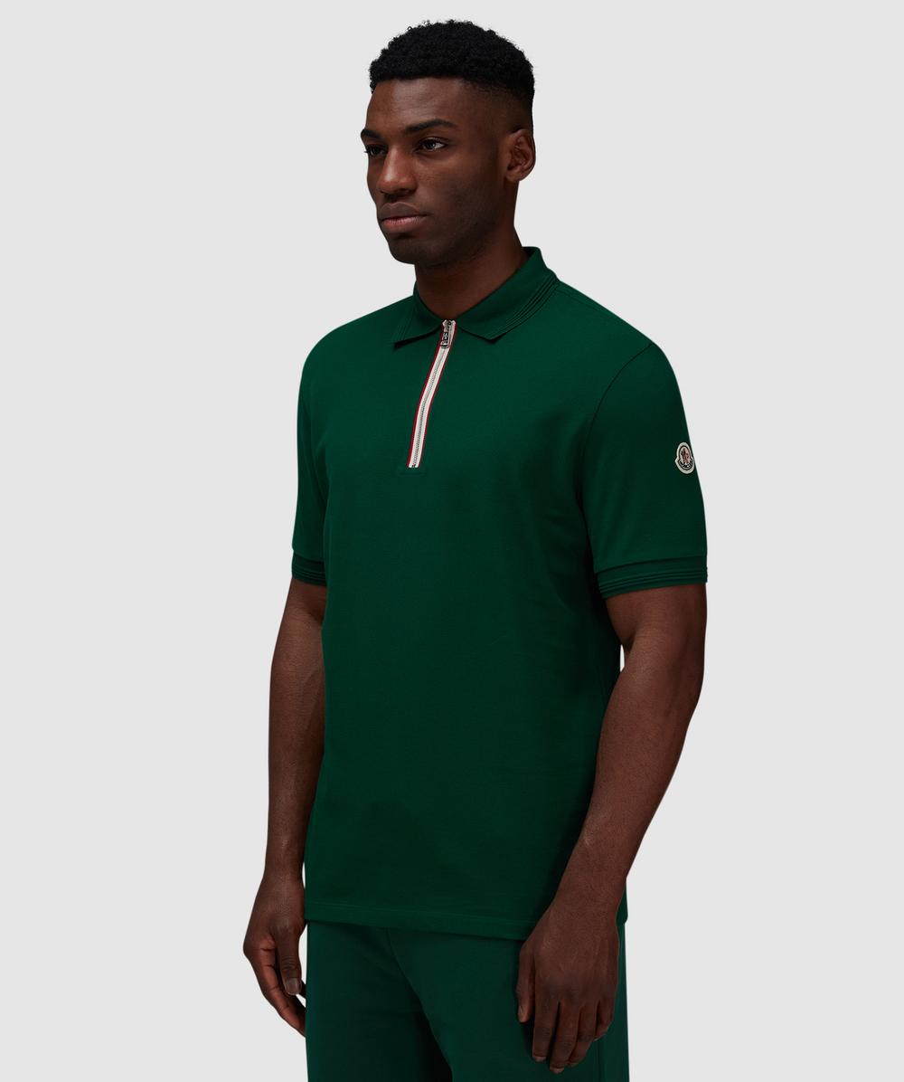 Moncler Zip placket trim polo t-shirt | GREEN | SEVENSTORE