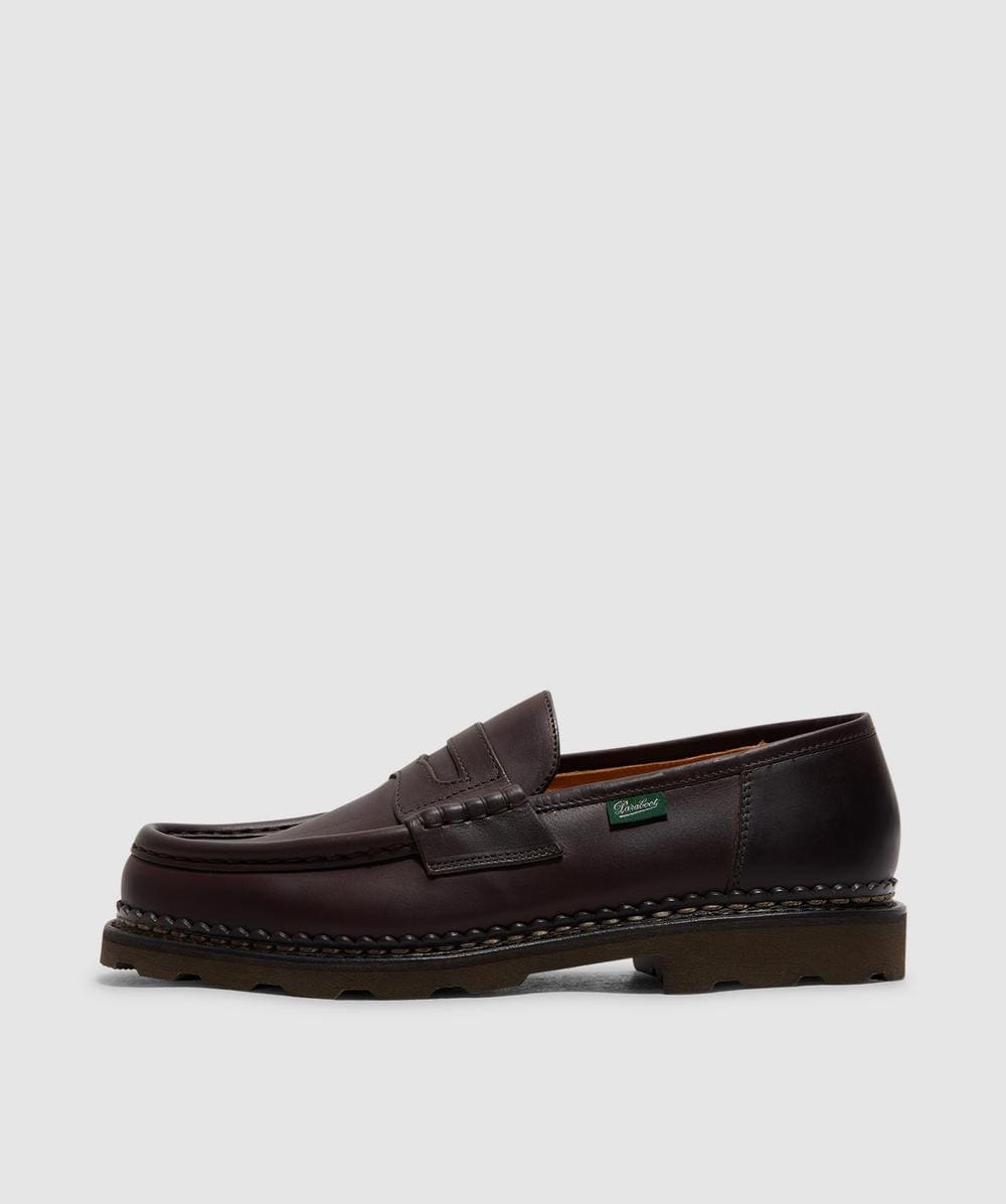 Paraboot Leather Reims Penny Loafers In Caf�