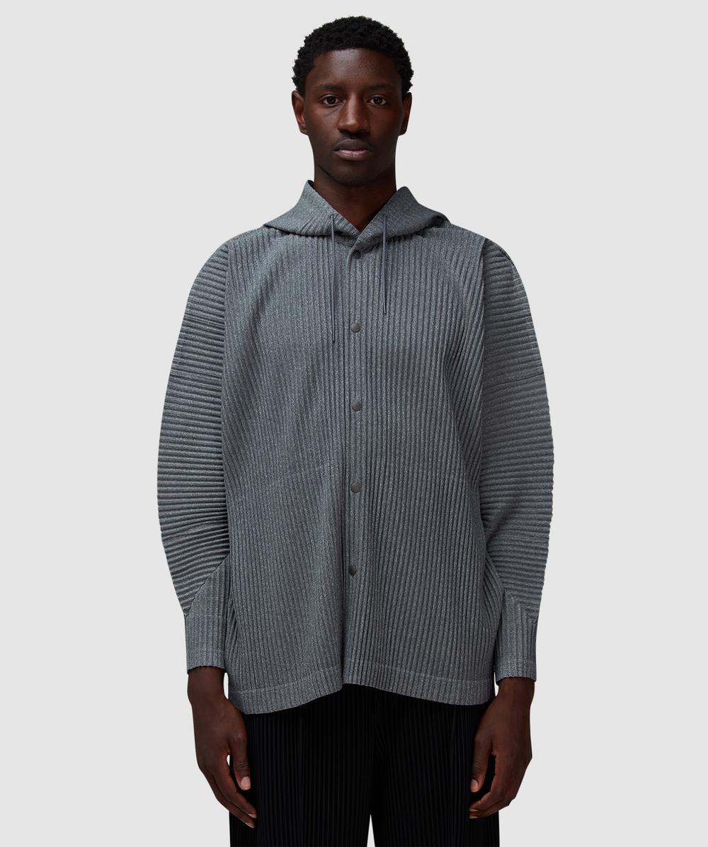 Homme Plissé Issey Miyake Heather Pleats Hoodie (Grey - 4) - Size 4, Male