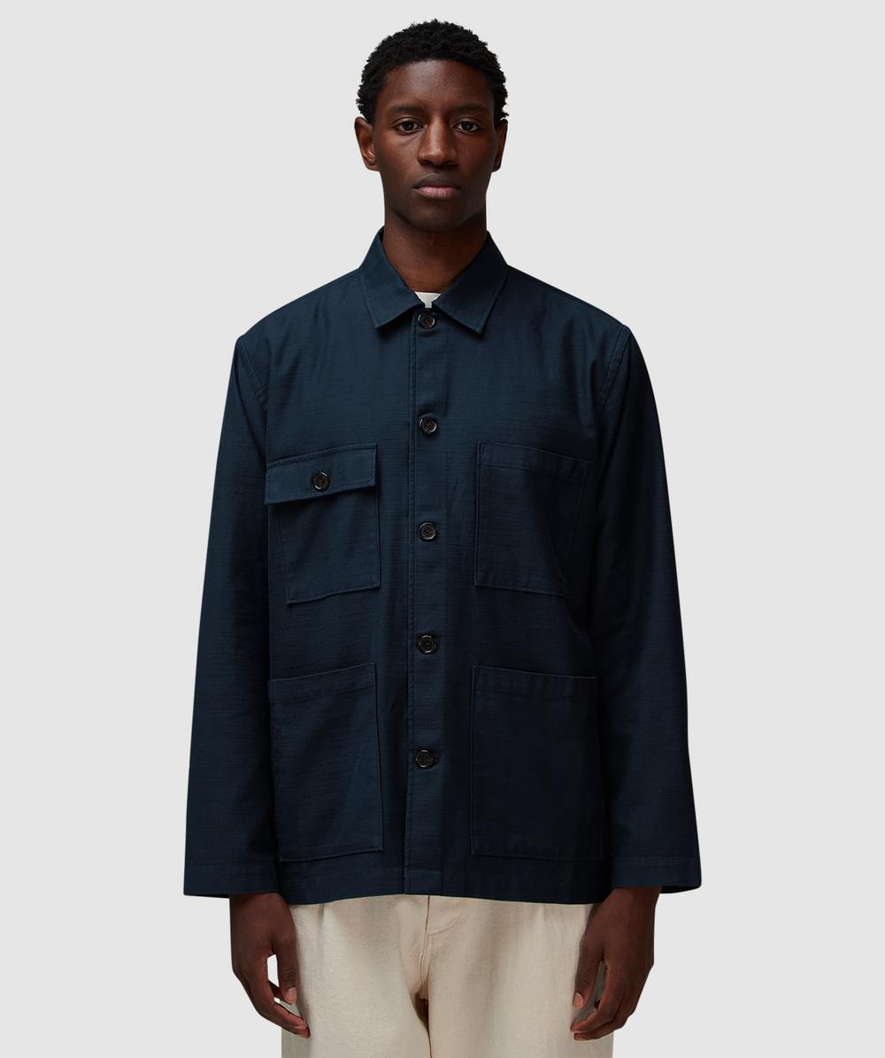 Universal Works Dockside Slub Sateen Jacket (Navy - L) - Size L, Male