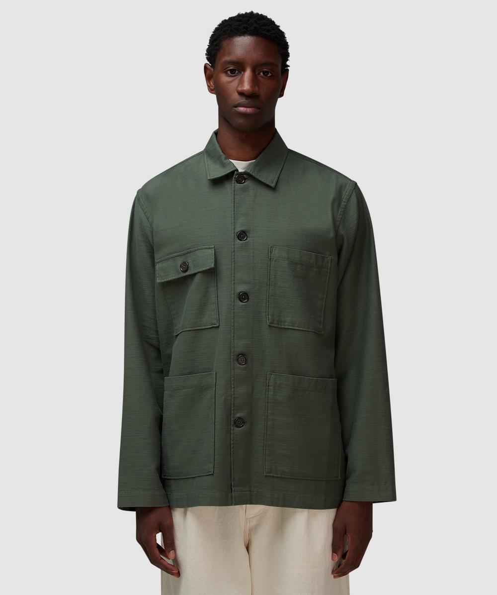 Universal Works Dockside Slub Sateen Jacket (Olive - S) - Size S, Male