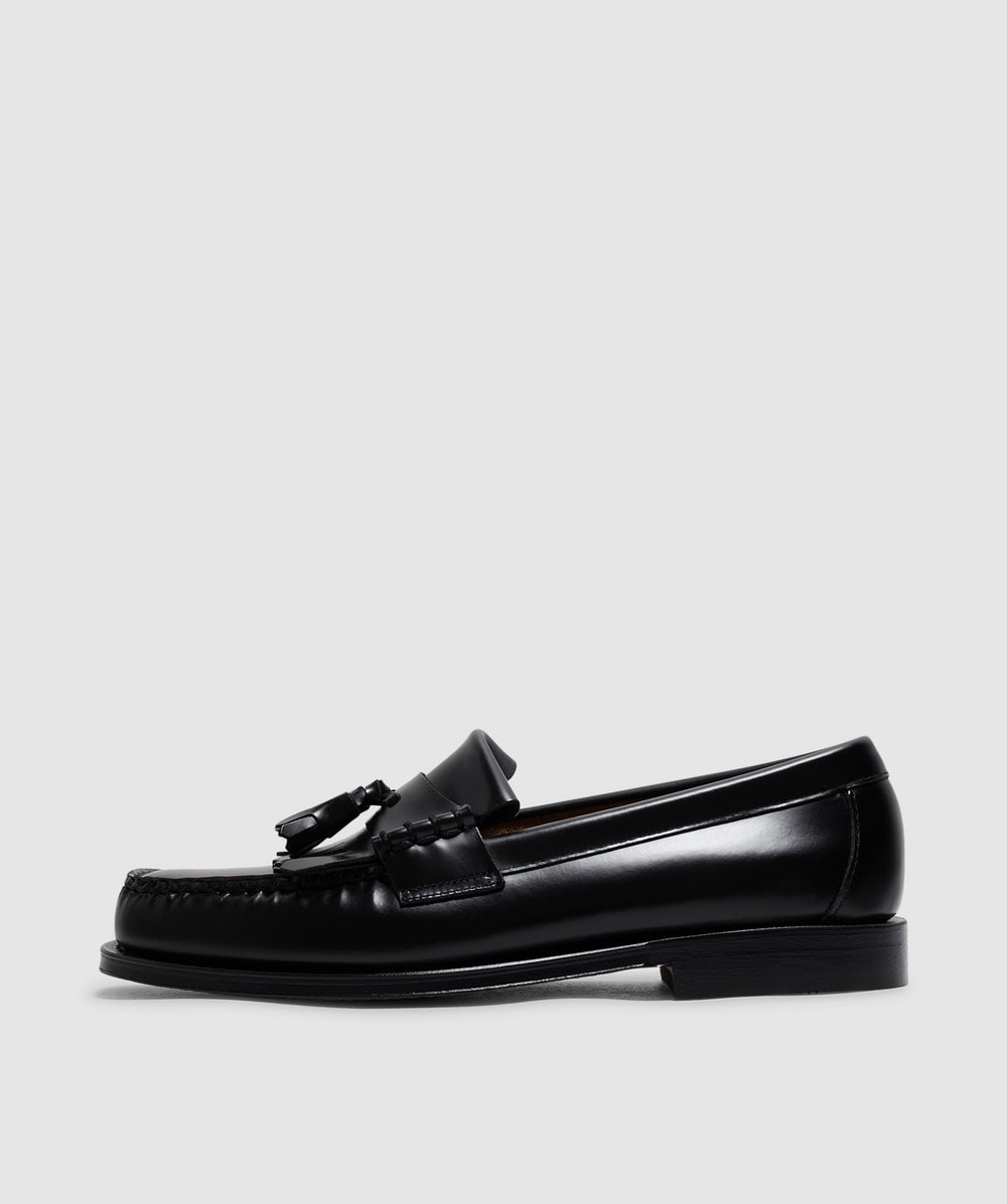 Gh Bass Weejuns Layton Kiltie Moc Ii Leather Tasselled Loafers In Black