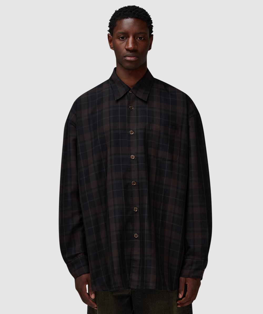 Our Legacy Borrowed Shirt (Black Sheer Shadow Check - 50) - Size 50, Male