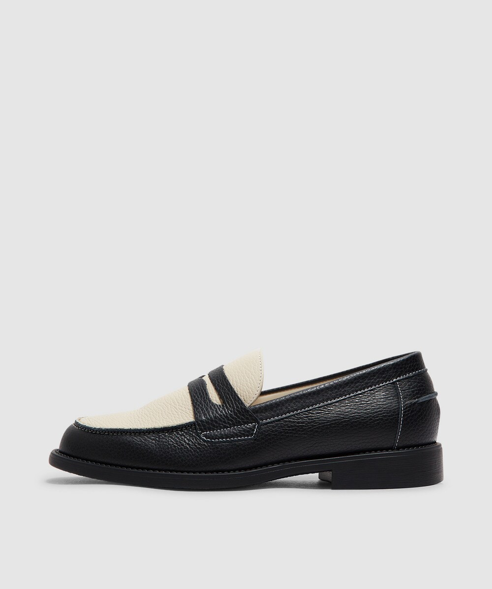 Duke & Dexter Women's Wilde Black + White Vine Penny Loafer - Women's In Black X White