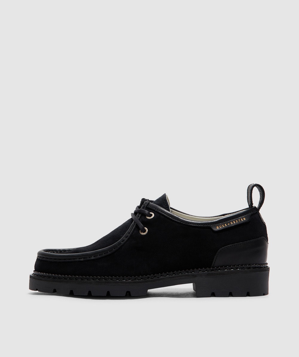 Duke & Dexter Mens Black Moby Lace-up Suede Loafer Boots In Charcoal