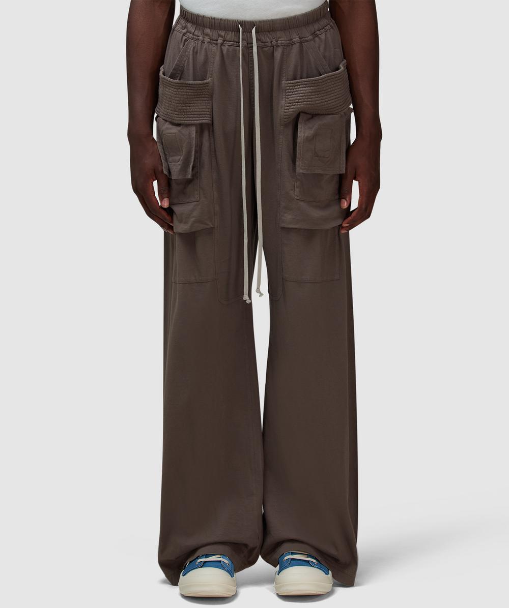 Rick Owens Creatch Wide Cargo Drawstring Pant In Dust